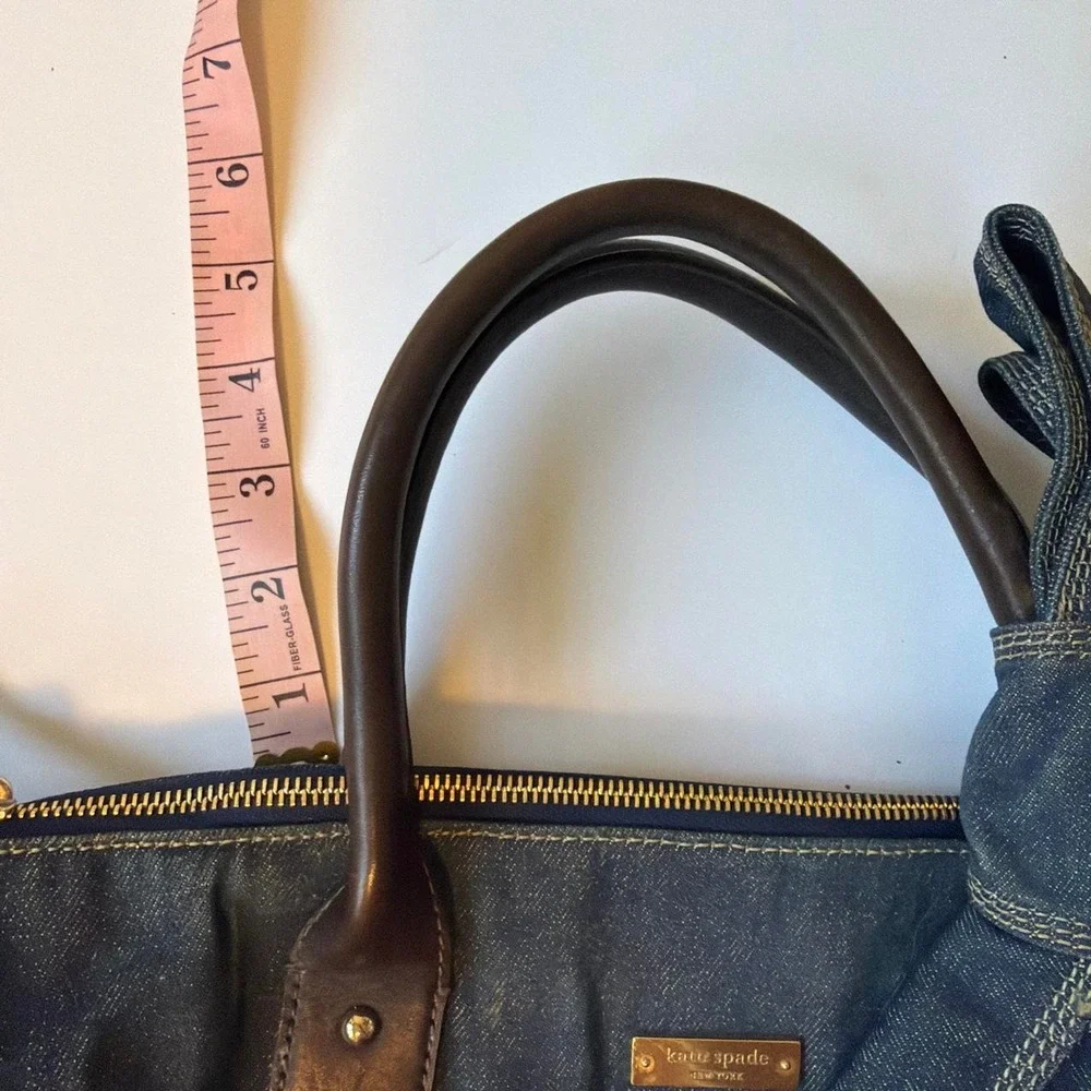 Kate Spade Vintage Dark Denim Bow Purse Blue Leather Trim Twee Indie Bag